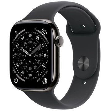 Apple Watch Series 11 GPS + Cellular – 42 mm-es palaszürke titántok, éjfekete sportszíj – M/L MF8T4MP/A