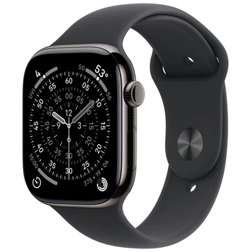 Apple Watch Series 11 GPS + Cellular – 46 mm-es palaszürke titántok, kőszürke sportszíj – S/M MFCW4MP/A