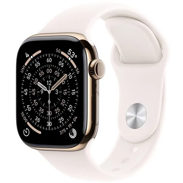 Apple Watch Series 11 GPS + Cellular – 42 mm-es aranyszínű titántok, lágy rózsaszín sportszíj – M/L MF8X4MP/A