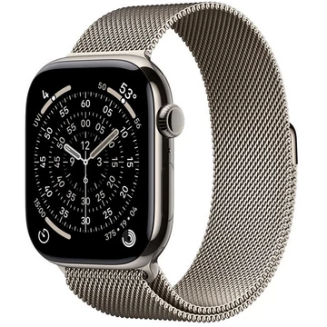 Apple Watch Series 11 GPS + Cellular – 46 mm-es natúr titántok, natúr milánói szíj S/M MFCY4MP/A