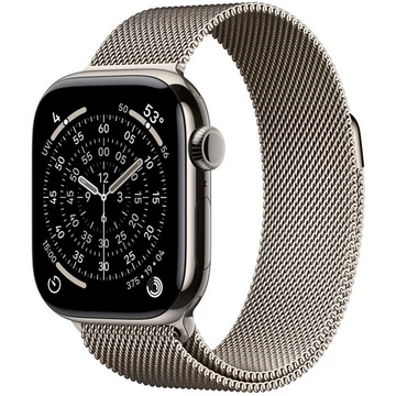 Apple Watch Series 11 GPS + Cellular – 46 mm-es natúr titántok, natúr milánói szíj M/L MFD04MP/A