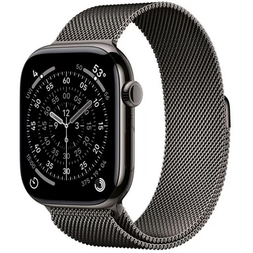 Apple Watch Series 11 GPS + Cellular – 46 mm-es palaszürke titántok, palaszürke milánói szíj M/L MFD44MP/A