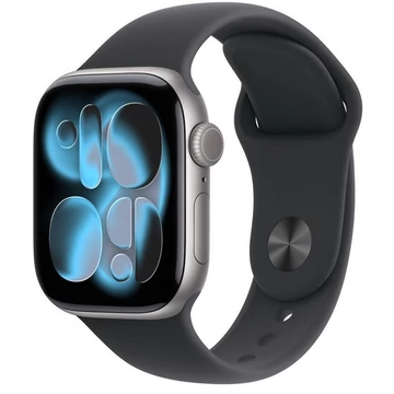 Apple Watch Series 11 GPS + Cellular – 42 mm-es asztroszürke alumíniumtok, éjfekete sportszíj – M/L MF8C4MP/A