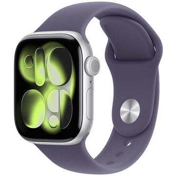 Apple Watch Series 11 GPS – 42 mm-es ezüst alumíniumtok, világos rozé arany sportpánt - S/M MEU64MP/A