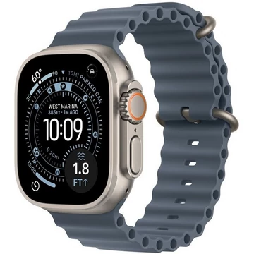 Apple Watch Ultra 3 GPS + Cellular – 49 mm-es natúr titántok, acélkék óceán szíj MEWH4QH/A