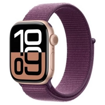 Apple Watch Series 10 GPS + Cellular – 46 mm-es rozéarany alumíniumtok, szilva sportpánt MWY83QH/A