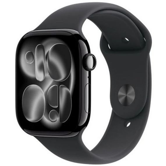 Apple Watch Series 11 GPS – 42 mm-es kozmoszfekete alumíniumtok, fekete sportpánt – S/M MEQT4MP/A