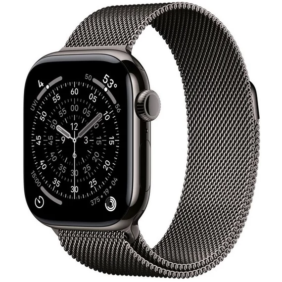 Apple Watch Series 11 GPS + Cellular – 42 mm-es palaszürke titántok, natúr milánói szíj MF8U4MP/A