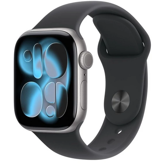 Apple Watch Series 11 GPS + Cellular – 42 mm-es asztroszürke alumíniumtok, éjfekete sportszíj – M/L MF8C4MP/A