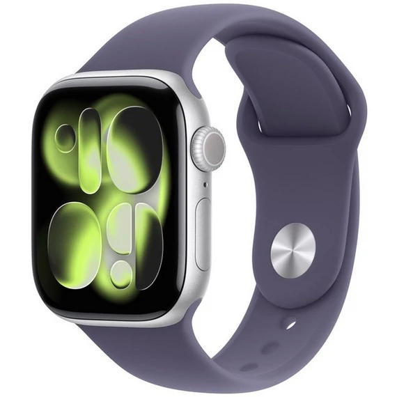 Apple Watch Series 11 GPS – 42 mm-es ezüst alumíniumtok, világos rozé arany sportpánt - S/M MEU64MP/A