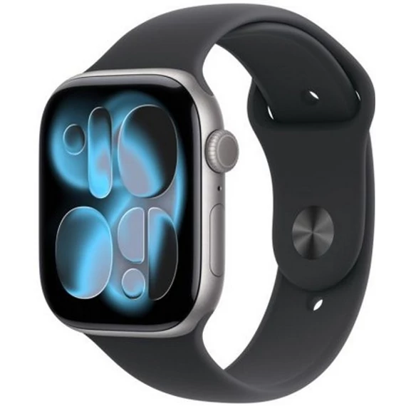 Apple Watch Series 11 GPS + Cellular – 46 mm-es asztroszürke alumíniumtok, éjfekete sportszíj – M/L MFCA4MP/A