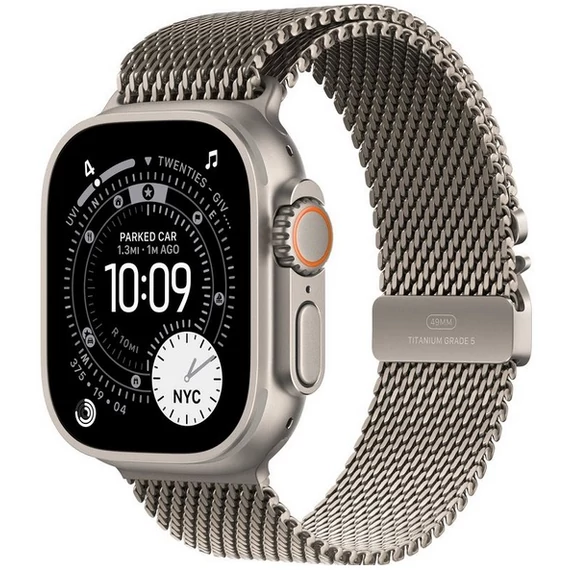 Apple Watch Ultra 3 GPS + Cellular – 49 mm-es natúr titántok, natúr titán milánói szíj – S MEWW4QH/A