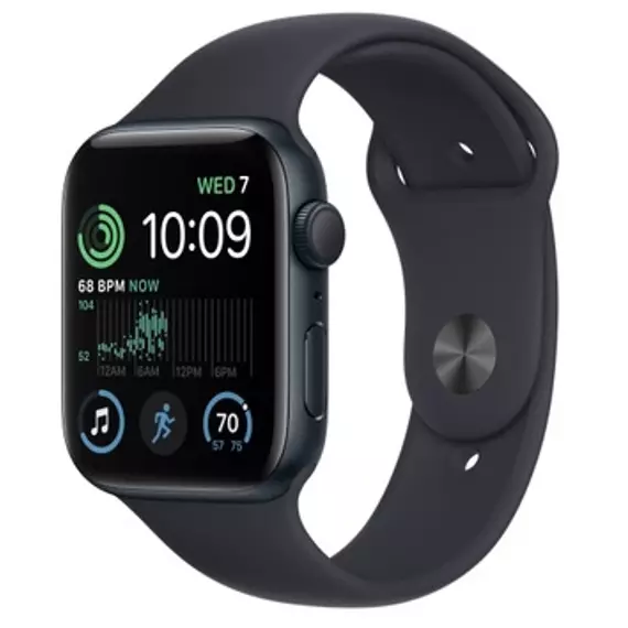 Apple Watch SE 2. Generáció GPS 44mm (Midnight) Fekete gumi(műanyag) Szíj